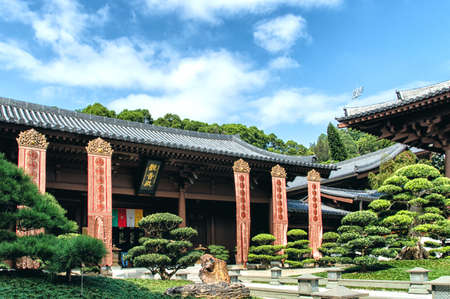 Chi lin Nunnery, Tang dynasty style temple, Hong Kong, Chinaの写真素材