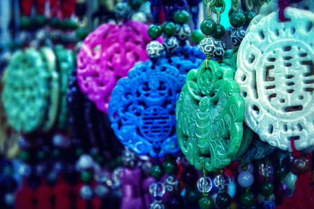 Hanging Charms near Man Mo Temple , Hong Kongの写真素材