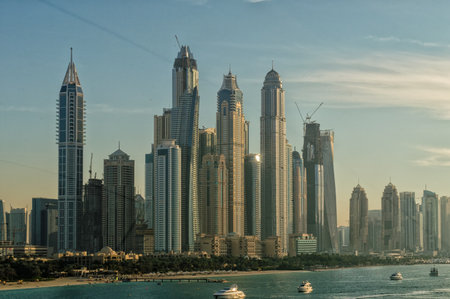 Dubai Marina Skyscrapers Dubai, United Arab Emiratesのeditorial素材