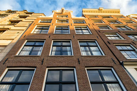 The facades of three 17th century houses from Amsterdam.の写真素材