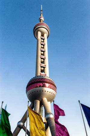 The Oriental Pearl Tower in Shanghai.のeditorial素材