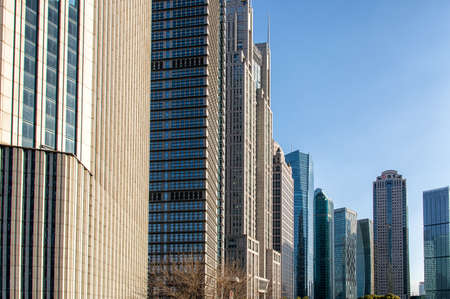 Modern city commercial center building landscape in Shanghai, Chinaの写真素材