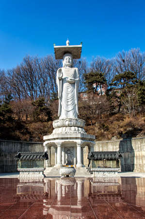 Mireukdaebul Buddha statue in Bongeunsa Temple, South Korea.の写真素材