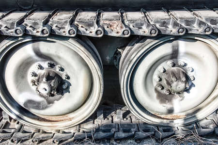 Close Up of Tank Wheelsの写真素材