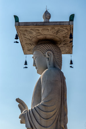 Mireukdaebul Buddha statue in Bongeunsa Temple, South Korea.のeditorial素材