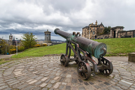 View of monuments on Calton Hill in Edinburgh - Scotlandのeditorial素材