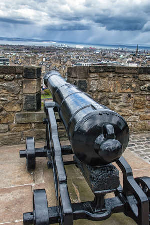 The cannon in the castle of Edinburgh, Great Britainの写真素材