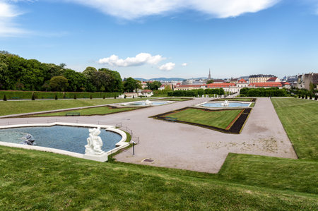 The Gardens of Belvedere Palace in Viennaのeditorial素材