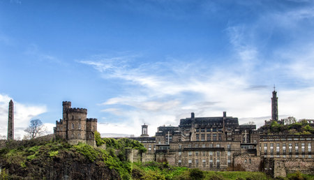 View of monuments on Calton Hill in Edinburgh - Scotlandのeditorial素材