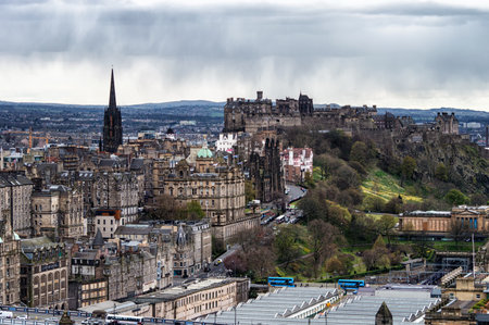 Old town and castle from Calton Hillのeditorial素材