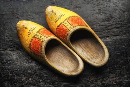 Dutch Wooden Shoes on a black background