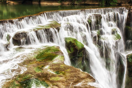 Closeup waterfall, Shifen Waterfall, New Taipei, Taiwanの写真素材