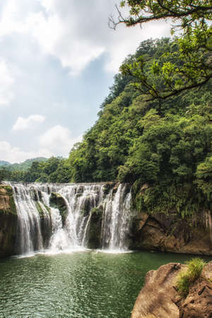 Deep forest Waterfall, Shifen waterfall, Taiwanの写真素材