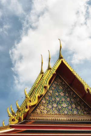 Roof of Wat Arun temple, Bangkok, Thailandの写真素材