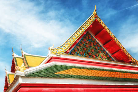 Tiles temple roof bangkok thailandの写真素材