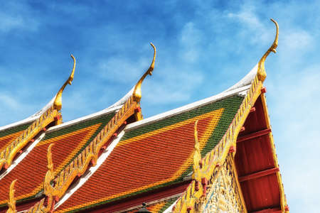 Tiles temple roof bangkok thailandの写真素材