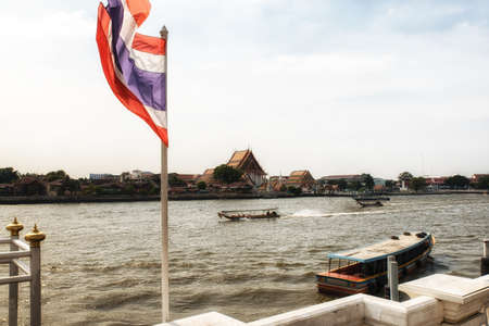 Bangkok, Thailand- Dec 01th: View of Chao Phraya River and Southern Bangkok, Thailandの写真素材