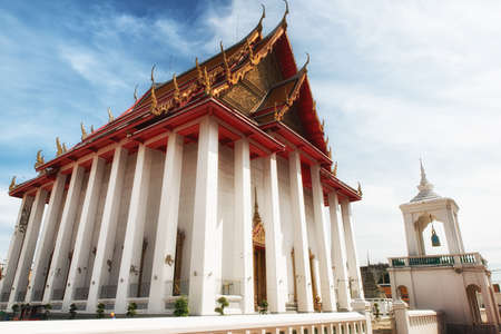 Royal buddha temple in Bangkok, Thailand - Wat Kalayanamit Woramahawiharn. Famous Asian ancient architecture landmark and travel destinationの写真素材