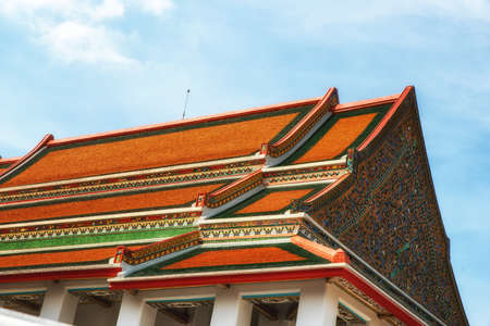 Tiles temple roof bangkok thailandの写真素材
