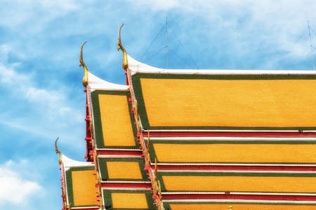 Tiles temple roof bangkok thailandの写真素材