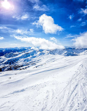 Mountain landscape with blue sky on a sunny day