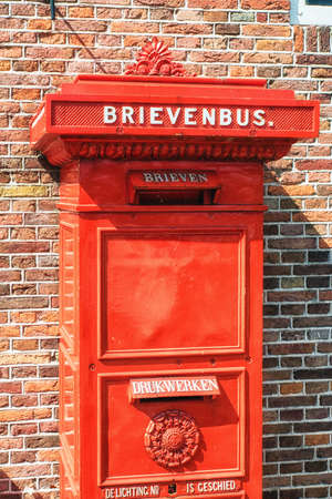 Traditional Dutch Red Antique Mail Boxの写真素材