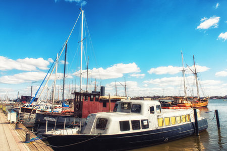 Scenic summer view of pier in Helsinki, Finlandのeditorial素材