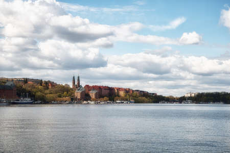 A view of Stockholm's south island, Sodermalm, and the 2-towered HÃ¶galid church (1923), Sweden