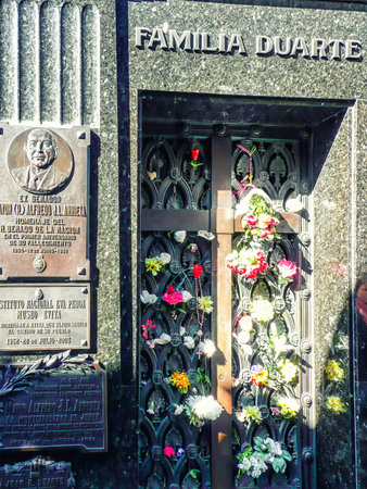 Evita Peron mausoleum at the Recoletas Cemetery in Buenos Airesのeditorial素材
