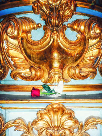 A Rose on the Altar at Basilica de Nuestra, Buenos Aires, Argentinaの写真素材