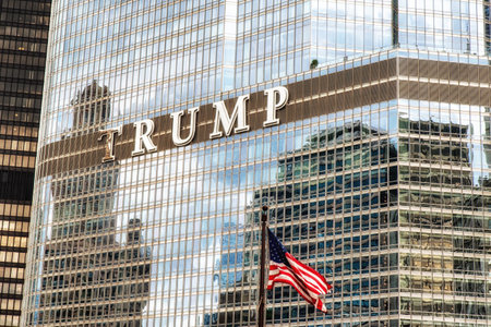 Chicago, Illinois, USA - June 17, 2017: The Trump International Hotel and Tower, also known as Trump Tower Chicago and Trump Tower, is a skyscraper condo-hotel in downtown Chicago, Illinois. The building, named after businessman Donald Trump who would latのeditorial素材