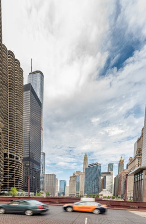 Traffic in the City,Chicagoのeditorial素材