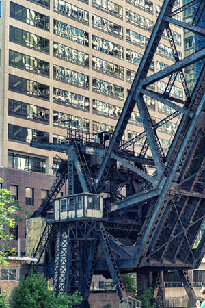 Kinzie Street Railroad Bridge along Chicago River in Chicago, Illinois, USAの写真素材