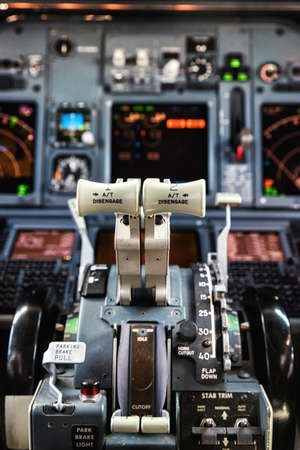Cockpit Detail, Aircraft Throttle close up.の写真素材