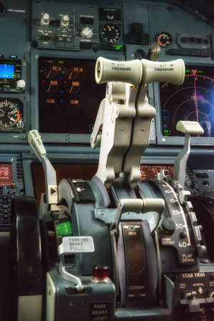 Cockpit Detail, Aircraft Throttle close up.