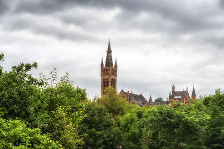 The gothic bell tower of Glasgow University