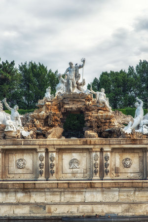 Vienna, Austria - July 09, 2017: The Neptune fountain in the garden of the Schonbrunn Palace, Vienna, Austriaのeditorial素材