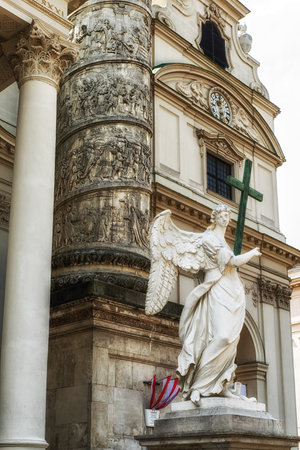 Vienna, Karlskirche. Sculpture of angelのeditorial素材