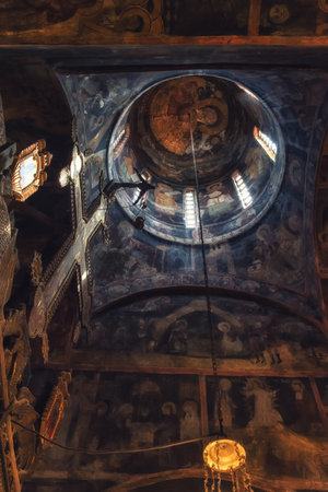 Ohrid,Macedonia,July 24th 2017:   Paintings and frescoes inside St. Naum church on lake...