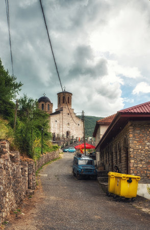 Orthodox church of St Peter and Paul, Galicnik, Mavrovo, Macedoniaのeditorial素材