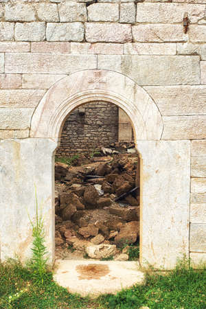 Macedonia Submerged Church of Mavrovo Lake interior , Macedoniaの写真素材