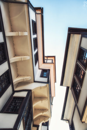 Ohrid, Macedonia streets with Ottoman Housesのeditorial素材