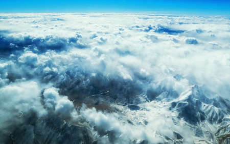 Himalaya mountains under clouds.の写真素材