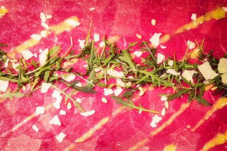 Classic Meat carpaccio, Restaurant dishの写真素材