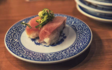 Tuna sushi set extreme close upの写真素材