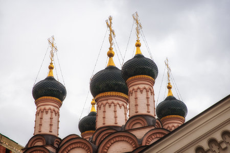 Moscow, Russia, 26th April 2018: Saint Sophia Church in Middle Sadovniki located in small lane on...