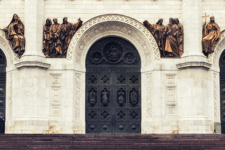 Moscow, Russia, 26th April 2018: Central entrance to the Christ the Saviour, Moscow, Russiaのeditorial素材