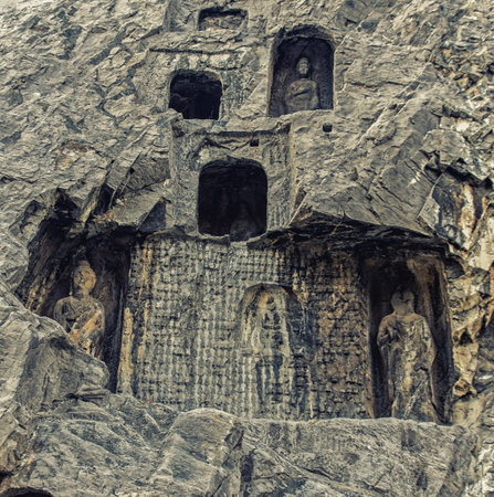 Luoyang, Hernan, China-December 25,2017 : Longmen Grottoes is one of the three major cave temple ensembles in China.のeditorial素材