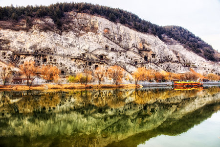 Luoyang, Hernan, China - December 25 ,2017 : Longmen Grottoes in Luoyang, Henan, China. The Grottoes...