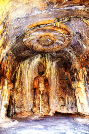Luoyang, Hernan, China-December 25,2017 :Lianhua lotus flower cave, Longmen Grottoes and Caves, Luoyang, Henan Province, Chinaのeditorial素材